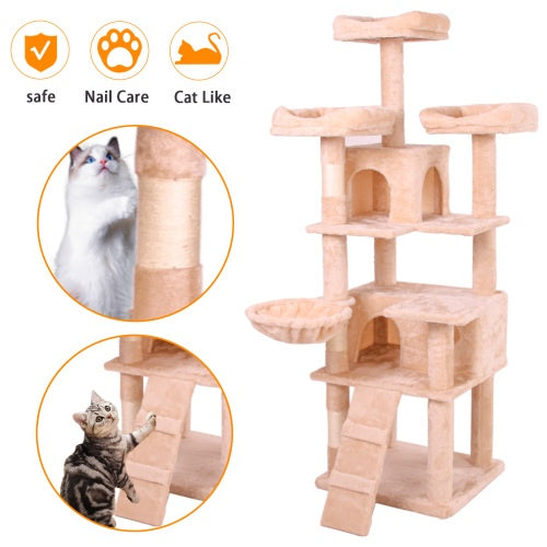 Strawberry Days Fun Times Cat Toy Luxurious Multi Levels Climbing Frame in In Milky Light Pink 19” x 18” x 63”