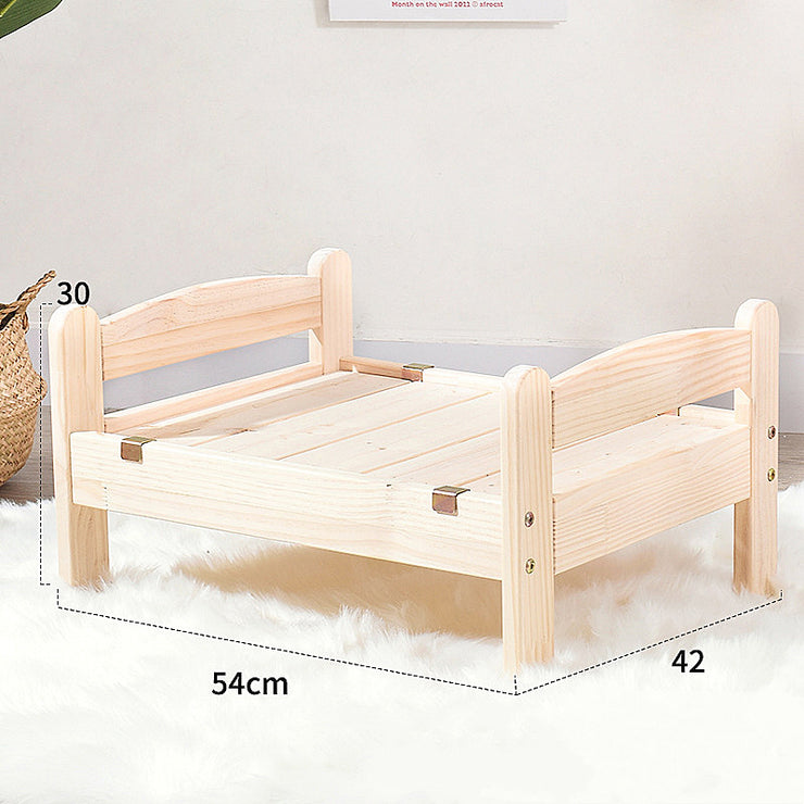 Everyday Pet Luxury Bed in Light Pine Solid Wood with optional White Blanket for Cats and Bunnies.