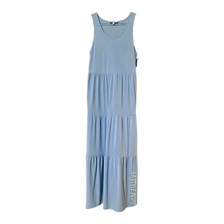 Elizabeth And James Tiered Long Sleeveless Midi Dress Light Blue Size L
