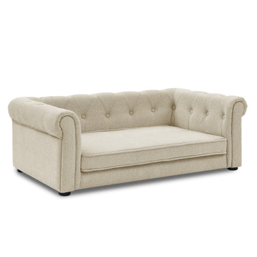 Le Canapé Chaise Longue XVI Elegant Rectangular Pet Bed For Medium and Large Dogs in Beige 40" x 23" x 14"