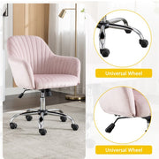 Pacific Seashell Inspo Modern Chair with Wheels Height Adjustable Casters Home Office Leisure Accent in Pink Velvet 25” x 20” x 32”