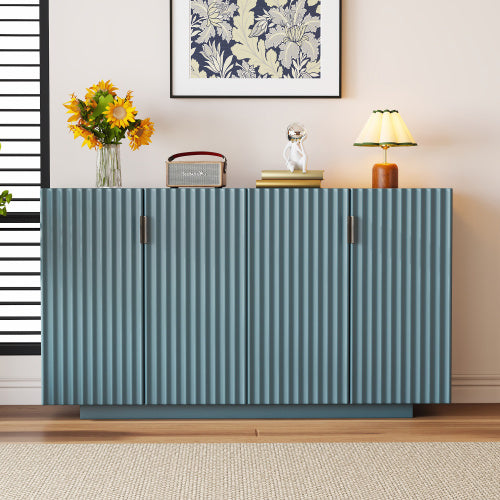 Venice Beach Lifestyle Sideboard Retro Furniture Wave Doors, Ample Storage Space in Antique Light Blue 59.8” x 15.7” x 33.4”
