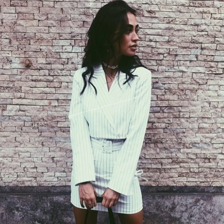 Elabórate Blazer Outfit Set 2 PCS Striped blazer White Size S, M, L