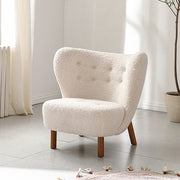 Nordic Life Single Sofa Light Luxury Balcony Leisure Chair Designer Celebrity Couch Wood Legs Home Living Room in Color White Sherpa