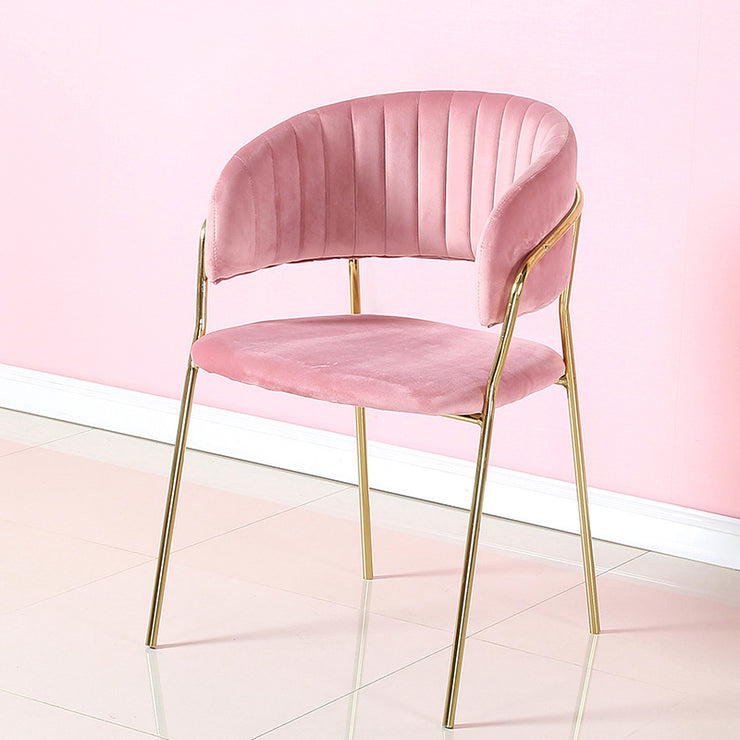 Hotel Cafe Romantic Escape Aesthetic Furniture Velvet Dining Chair with Gold Legs in Color Turquoise, Off White, Light Pink, Fuchsia, Yellow, Gray and Emerald