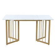 Glamorous Home Luxury Gold Metal Designer Frame Elegant Kitchen Table 55” x 32” x 30”