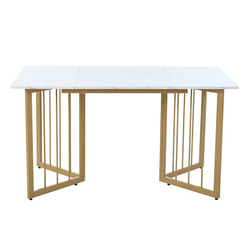 Glamorous Home Luxury Gold Metal Designer Frame Elegant Kitchen Table 55” x 32” x 30”