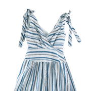 NEW Free People Maxi Dress Striped Cut Out Crop Ivory Light Blue Size 0