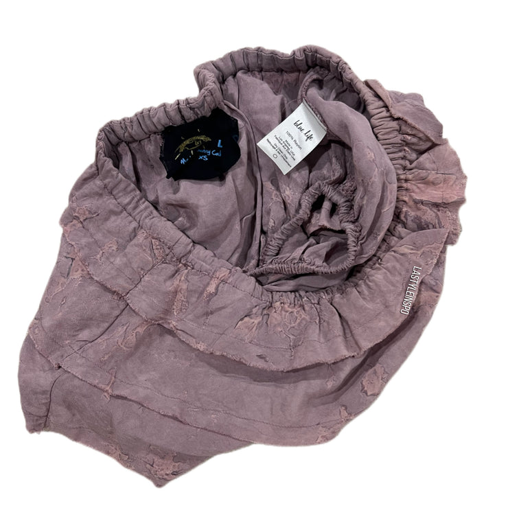 Blue Life Ruffled Crop Top 100% Rayon Pale Pink Mauve in Size XS