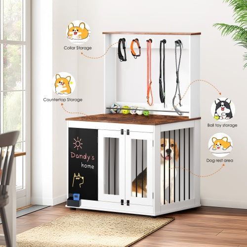 Feels Like A Home Indoor Pet Condo Cage Alternative Double Door Kennel Interior Furniture for Dog, Cat, Bunny and Small Animals 38” x 25” x 63”