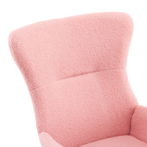 Deluxe Teddy Velvet Rocking Chair Modern-style leisure single sofa in Baby Pink