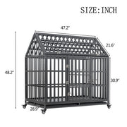 Butch House Heavy Duty Dog Kennel Pet Cage With Triangular Roof and Windows color Black