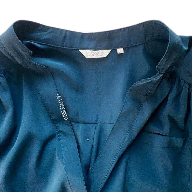 ZOA New York Long Blouse Emerald Blue Size M