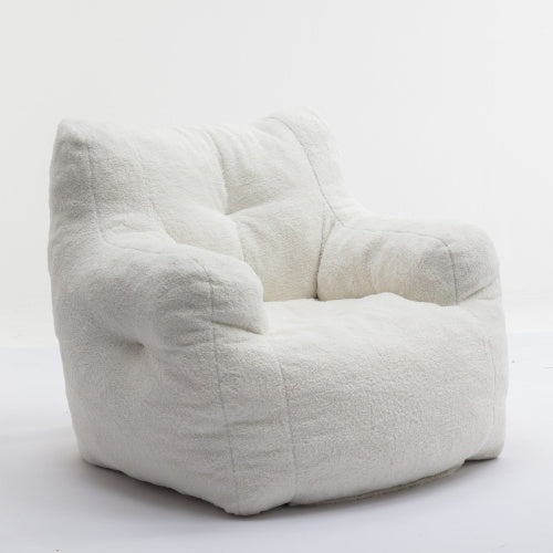 Manhattan Lounge Personal Couch Padded Foam Doll Chair Made of Teddy Fabric in Natural White