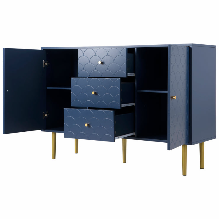 Royal Blue Ocean Home Large Particleboard Bedside Table with Drawers 32.28” x 47.24” x 15.75”