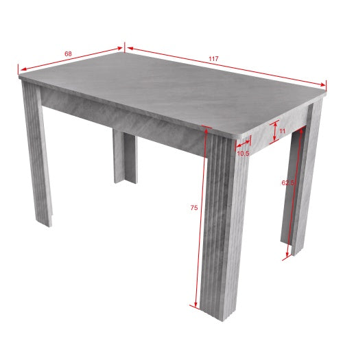 Contemporary Bottega Home (3 Pieces) Modern Chipboard Dining Table with Two Benches in White and Gray