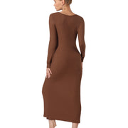 Accentuate Simply Beauty Maxi Dress Deep Neck Solid Color in Black and Coffee Sizes, S, M, L, XL, 2X, 3X, 4X