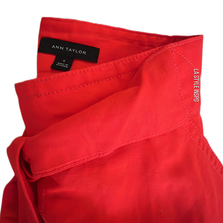 Ann Taylor Linen Rayon Midi Maxi Skirt in Red Size 0