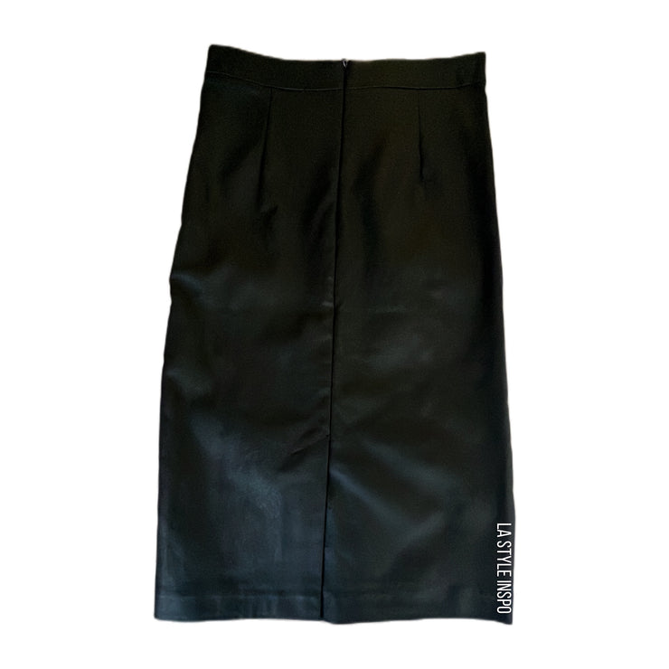 Comme USA Pencil Midi Skirt Vegan Leather Size M