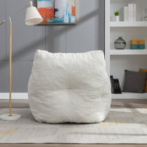 Manhattan Lounge Personal Couch Padded Foam Doll Chair Made of Teddy Fabric in Natural White