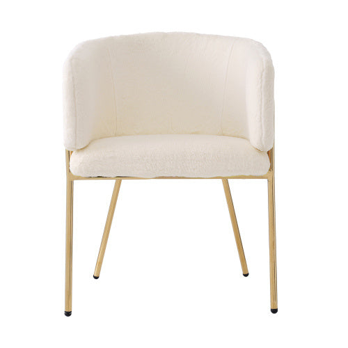 Magno Collection Geometrical Metal legged Lounge Designer Chair in White and Gold 29.9” x 22.2” x 19.7”