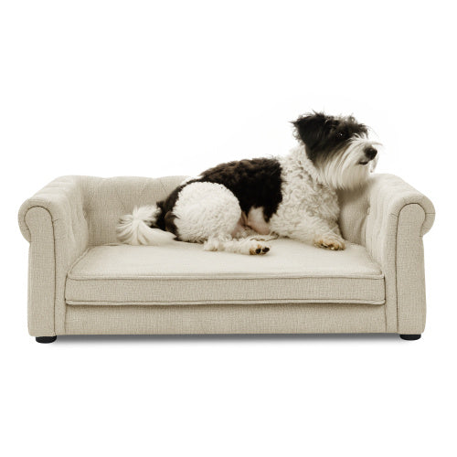 Le Canapé Chaise Longue XVI Elegant Rectangular Pet Bed For Medium and Large Dogs in Beige 40" x 23" x 14"