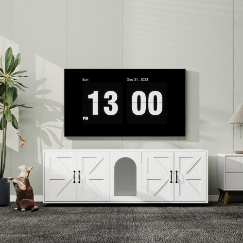 Luxe Modern Pet Elegant Times Litter Box Furniture With Double Room and Pet Doors for Bunnies and Cats and Other Small Animals