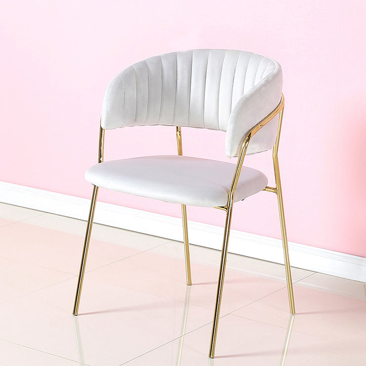 Hotel Cafe Romantic Escape Aesthetic Furniture Velvet Dining Chair with Gold Legs in Color Turquoise, Off White, Light Pink, Fuchsia, Yellow, Gray and Emerald