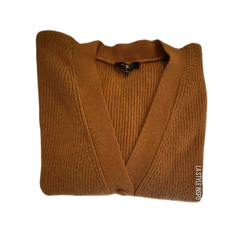 7 For All Mankind Buttoned Sweater Camel Brown Size Large