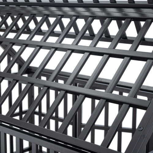 Butch House Heavy Duty Dog Kennel Pet Cage With Triangular Roof and Windows color Black