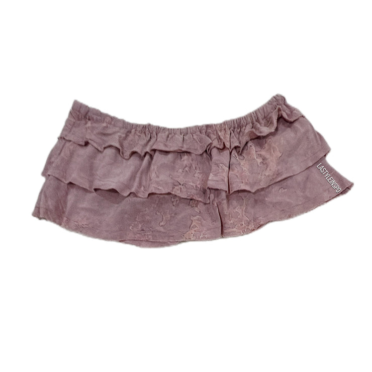 Blue Life Ruffled Crop Top 100% Rayon Pale Pink Mauve in Size XS
