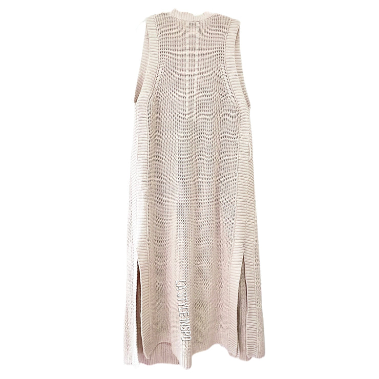 WRAP London Maxi Cardigan Open Front Cotton Knit Beige Tan Size 12