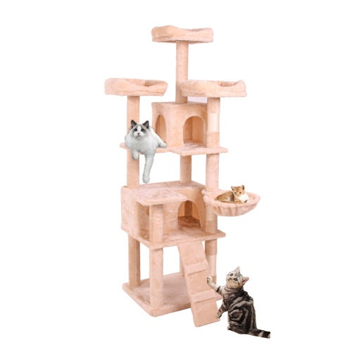 Strawberry Days Fun Times Cat Toy Luxurious Multi Levels Climbing Frame in In Milky Light Pink 19” x 18” x 63”