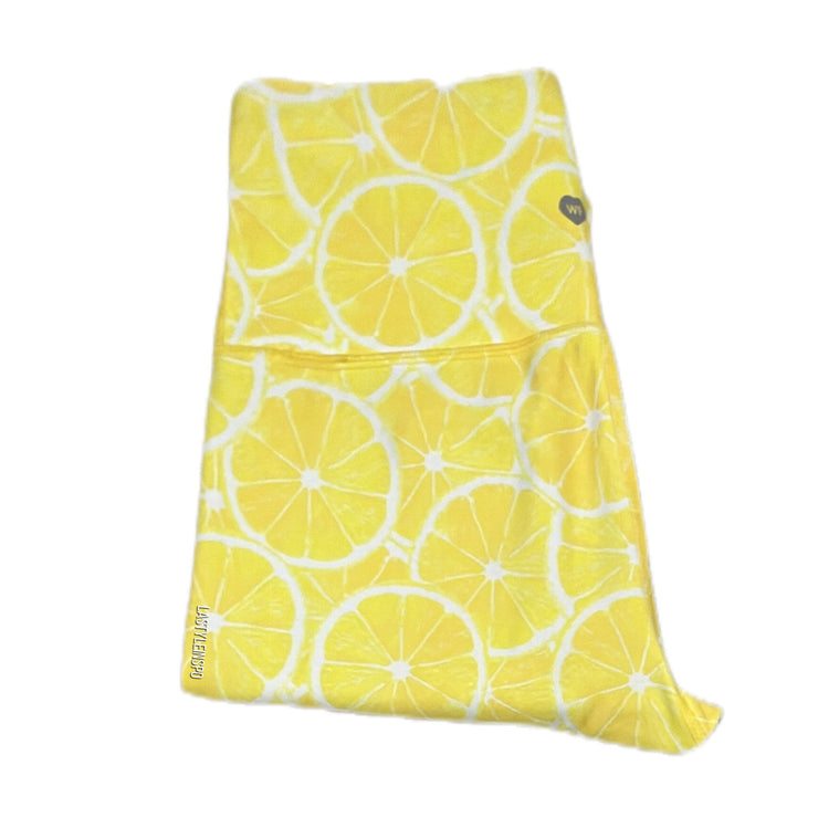 Wildfox WF Leggings A piece of Lucy Yellow Lemons Pattern Yoga Pants Size XS