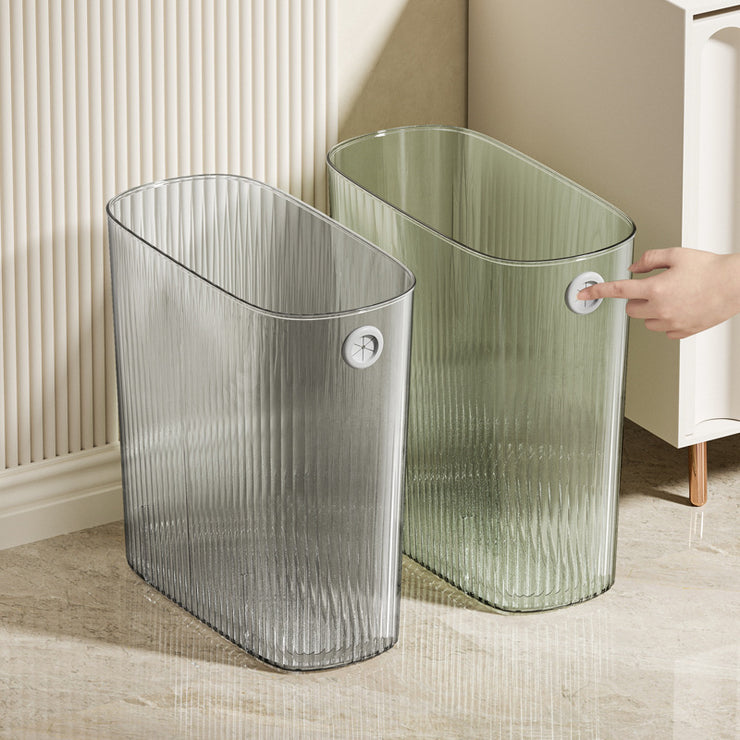 Indie Glow Transparent Luxury Corner Trash Bin Simple Clear Minimal Aesthetic See Through in Green and Gray
