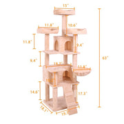 Strawberry Days Fun Times Cat Toy Luxurious Multi Levels Climbing Frame in In Milky Light Pink 19” x 18” x 63”