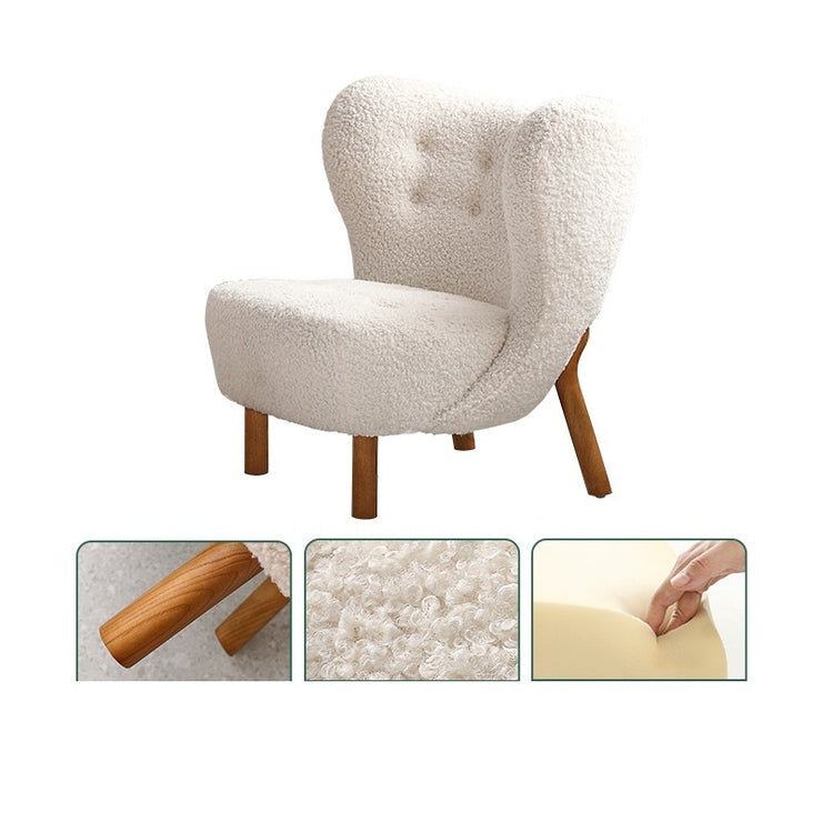 Nordic Life Single Sofa Light Luxury Balcony Leisure Chair Designer Celebrity Couch Wood Legs Home Living Room in Color White Sherpa