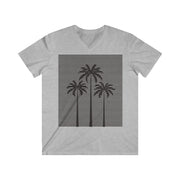 Men's V-Neck Retro T-Shirt Palm Trees 100% Cotton Original Design Gift for Him