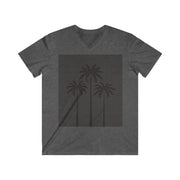 Men's V-Neck Retro T-Shirt Palm Trees 100% Cotton Original Design Gift for Him