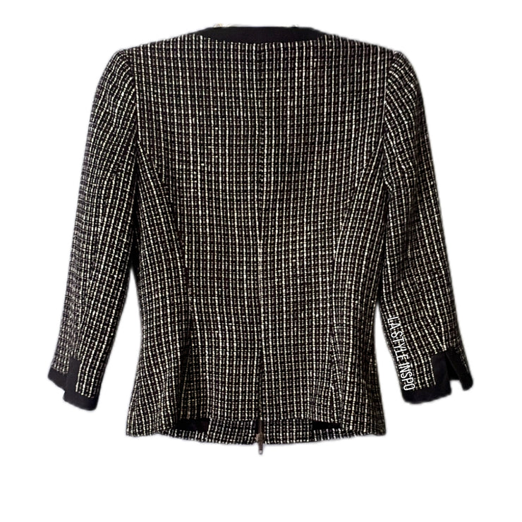 Rachel Zoe Tweed Jacket Black White Size 8