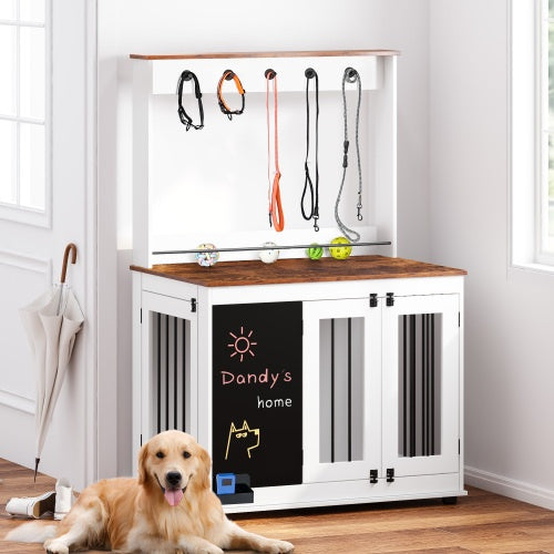 Feels Like A Home Indoor Pet Condo Cage Alternative Double Door Kennel Interior Furniture for Dog, Cat, Bunny and Small Animals 38” x 25” x 63”