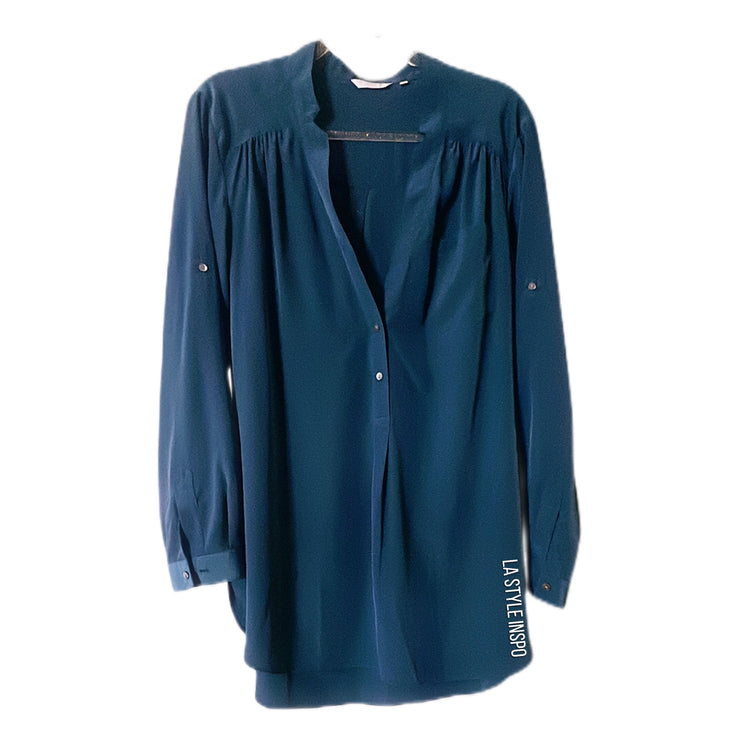ZOA New York Long Blouse Emerald Blue Size M