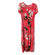 Marbella Red Floral Button Front Maxi Dress Size M