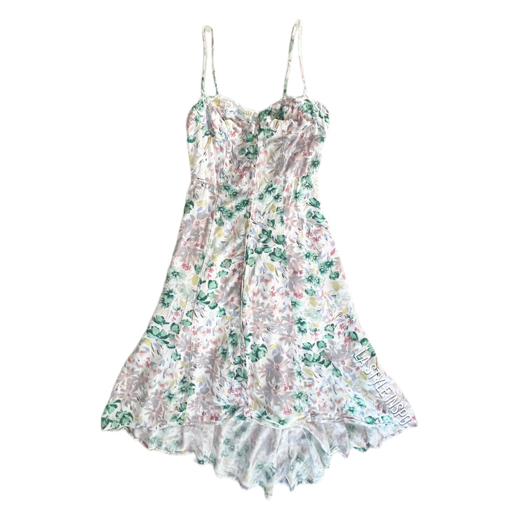 Lauren Conrad Pastel Floral Midi Dress Button Front White Size 0