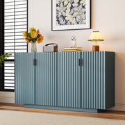Venice Beach Lifestyle Sideboard Retro Furniture Wave Doors, Ample Storage Space in Antique Light Blue 59.8” x 15.7” x 33.4”