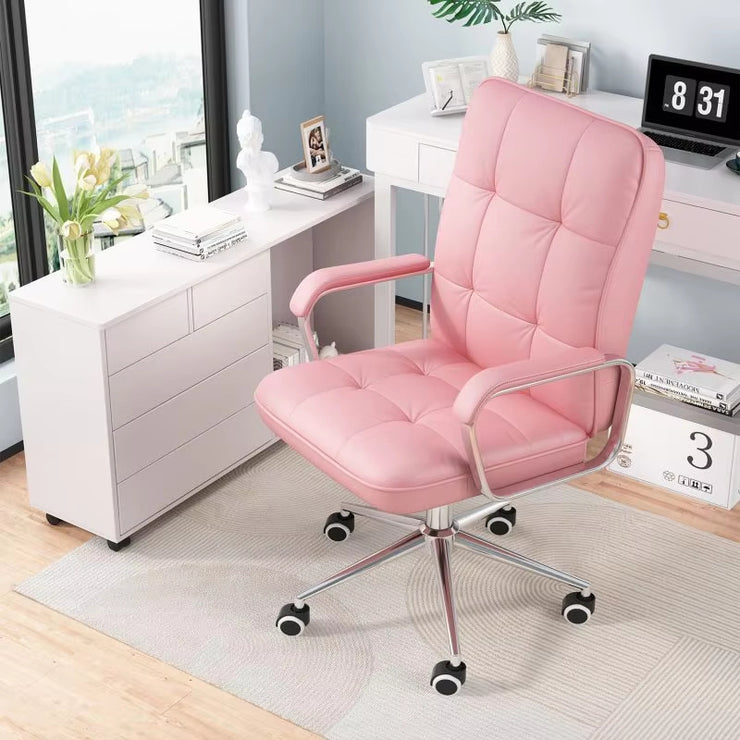Malibu Executive Office Chair Computer Desk Faux Leather Swivel Lift in Pink, White, or Brown Caramel