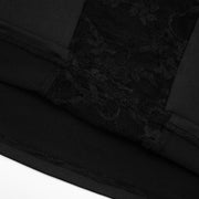 Mystique Deep Stitching Lace Sheath Long Sleeve Socialite Maxi Dress in Black Size S, M, L