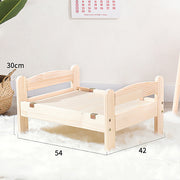Everyday Pet Luxury Bed in Light Pine Solid Wood with optional White Blanket for Cats and Bunnies.