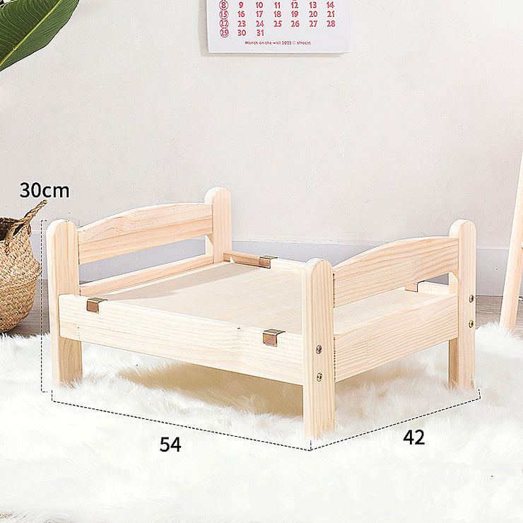 Everyday Pet Luxury Bed in Light Pine Solid Wood with optional White Blanket for Cats and Bunnies.