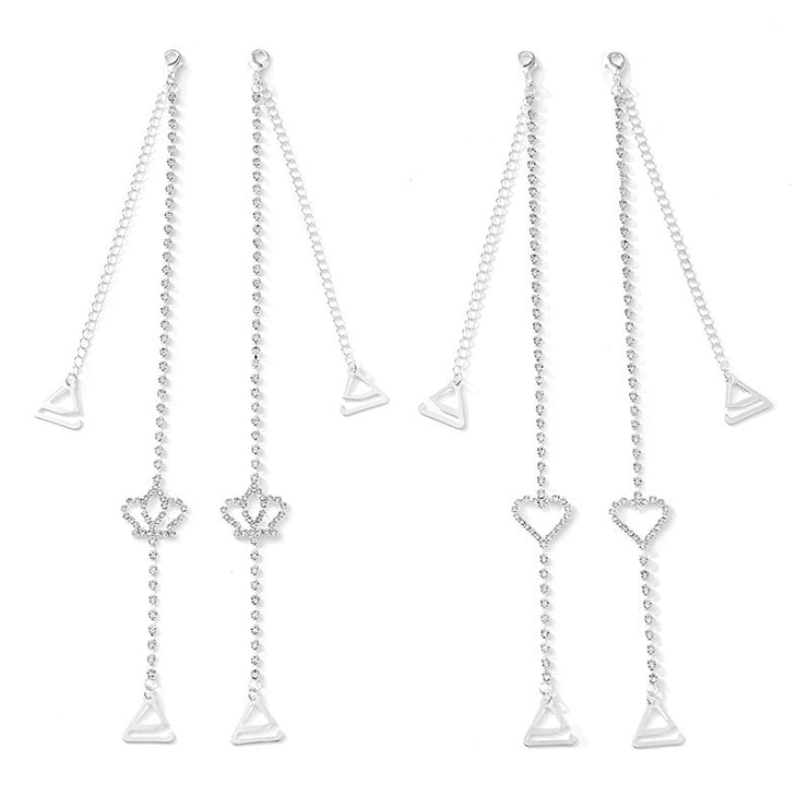 Metallic Bra Strap Crown Hearts in Color Silver